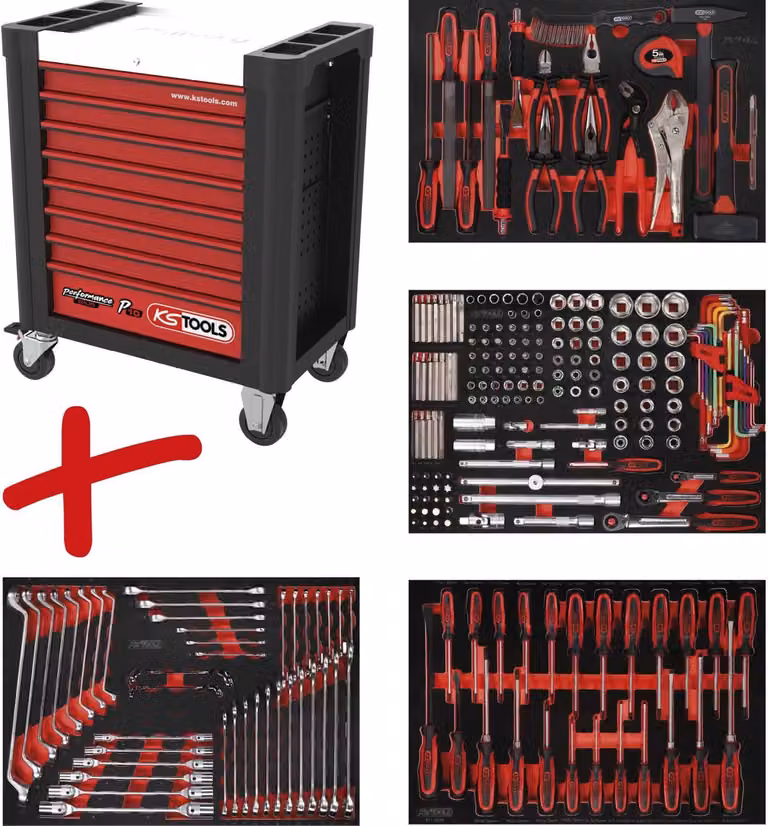 KS Tools PERFORMANCEplus set di carrelli da officina P10