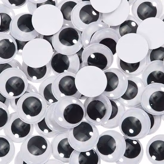 Occhi mobili in plastica, bianchi e neri, 30 mm - 40 pezzi - Occhi in plastica