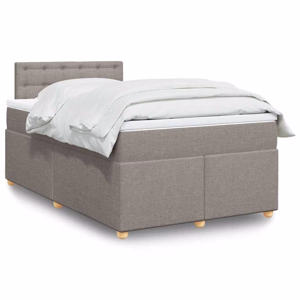 vidaXL Giroletto a Molle con Materasso Ibrido in Tessuto Beige, Bianco o Grigio, L/P/H: 120 x 200 cm