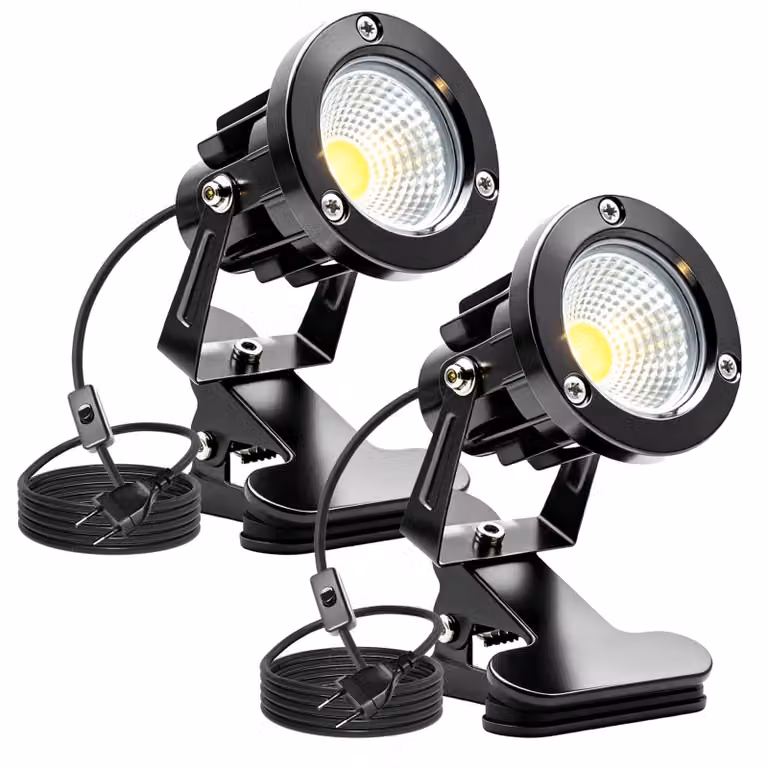 Set di 2 lampade a LED con morsetto, luce bianco caldo, 10 W, orientabili a 270°