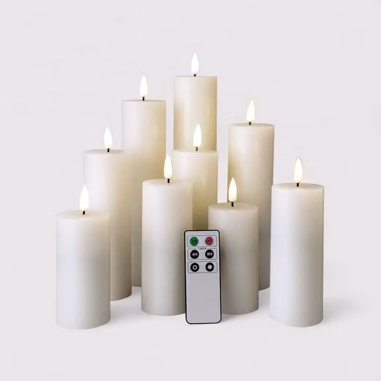 Camphor - Set di 9 candele a led bianche con telecomando