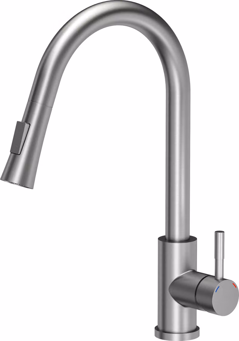VBChome Rubinetto per lavello Inox Rubinetto per lavello con bocca estraibile Estraibile Acciaio inossidabile spazzolato 2 livelli di potenza Ruotabile a 360° Rubinetto a U Rubinetto per cucina Monocomando