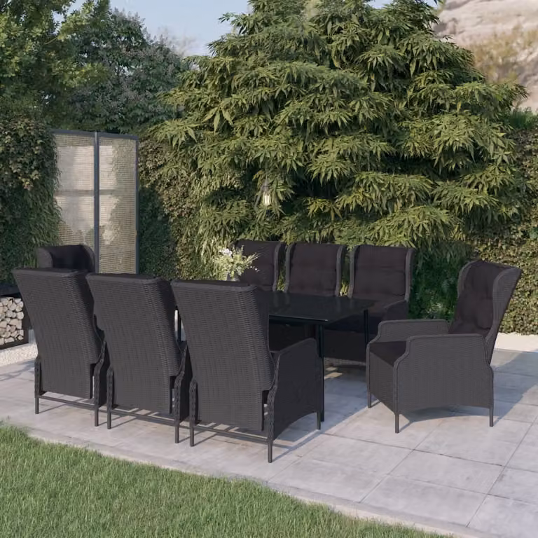 The Living Store 9 pezzi. Set da pranzo da giardino grigio scuro