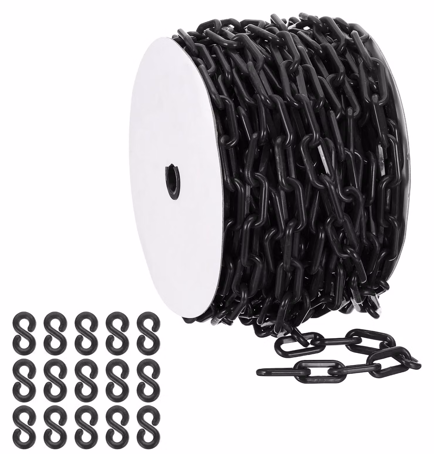 Catena in plastica, lunghezza 35 metri, diametro 8 mm, colore nero – Catena di sicurezza per delimitare aree e controllare il flusso di persone
