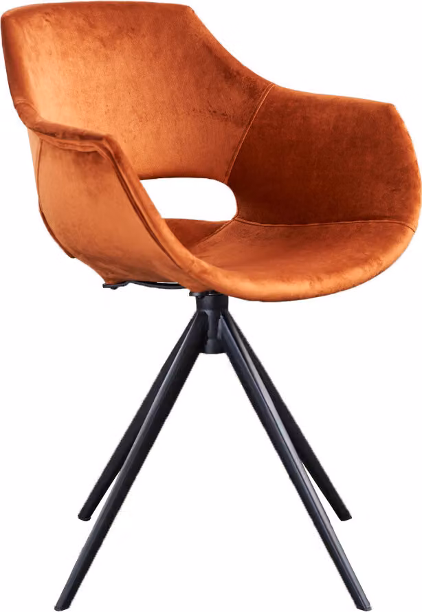 KAWOLA sedia ZAJA sedia da pranzo Velvet girevole cognac