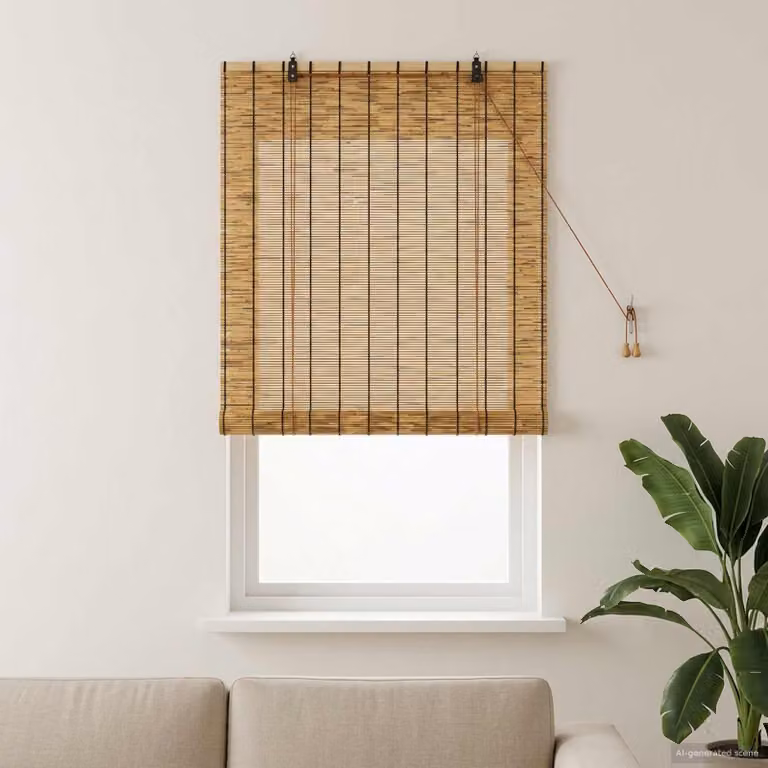 Tenda a rullo in bambù vidaXL Marrone, semi-trasparente e resistente ai raggi UV, L: 100 cm x H: 160 cm