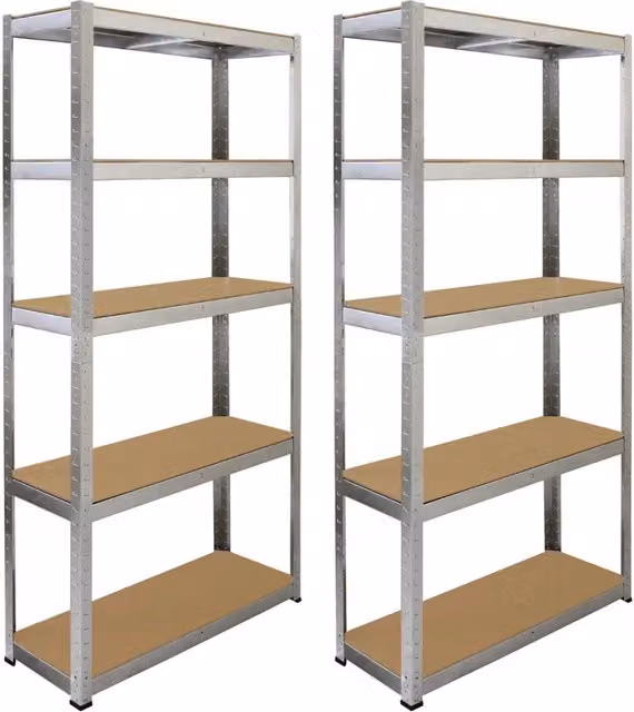 Scaffalatura da Garage e Officina Monster Shop in Acciaio Zincato e Legno, Colore Argento, H 180 x L 90 x P 30 cm