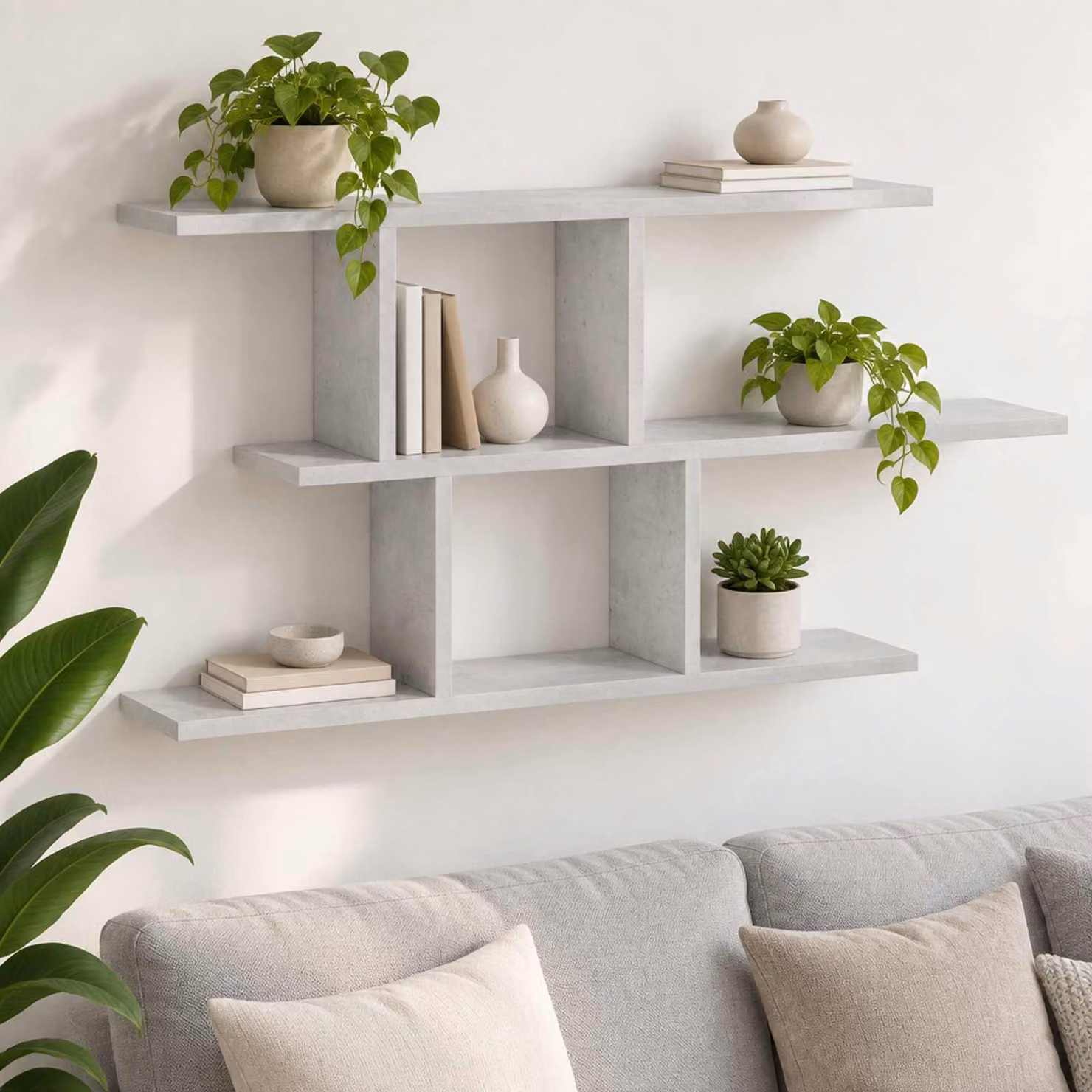 Scaffale da parete moderno vidaXL in legno MDF Grigio Cemento L: 100 cm, P: 17 cm, H: 45.5 cm