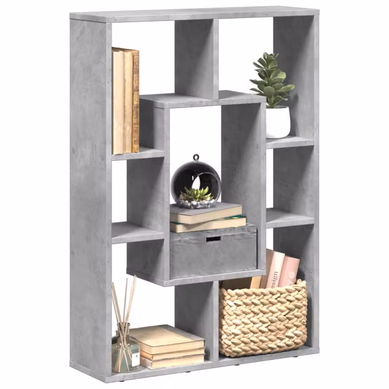 Libreria moderna vidaXL in MDF grigio opaco con design geometrico L: 63 cm, P: 20 cm, H: 90 cm