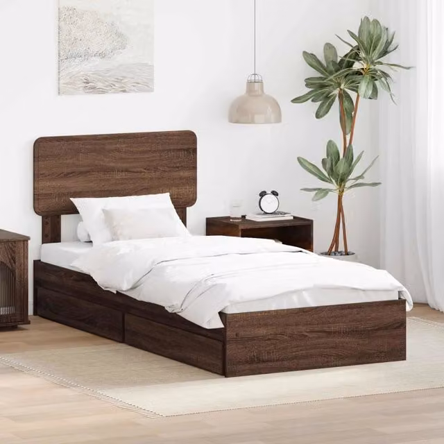 Letto con Contenitore e Testiera vidaXL in Legno Marrone L/P/H: 190 x 80 x 78 cm – 1