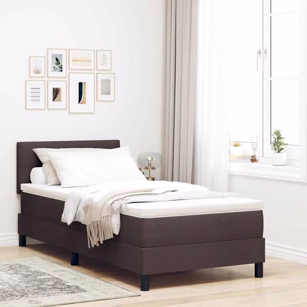 Letto a molle con illuminazione LED e porta USB vidaXL in tessuto marrone 90 x 190 cm – 1