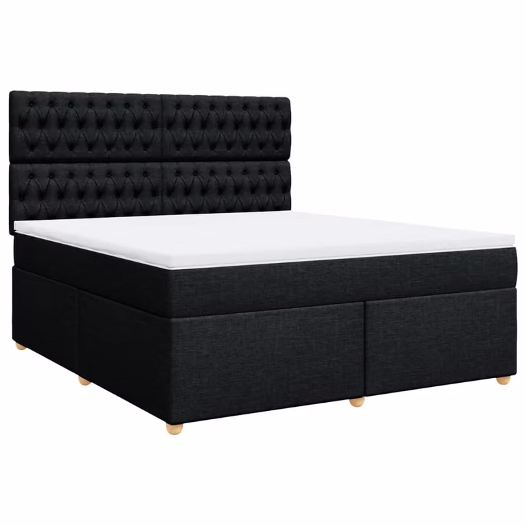 Letto a molle con materasso nero 180x200 cm in tessuto