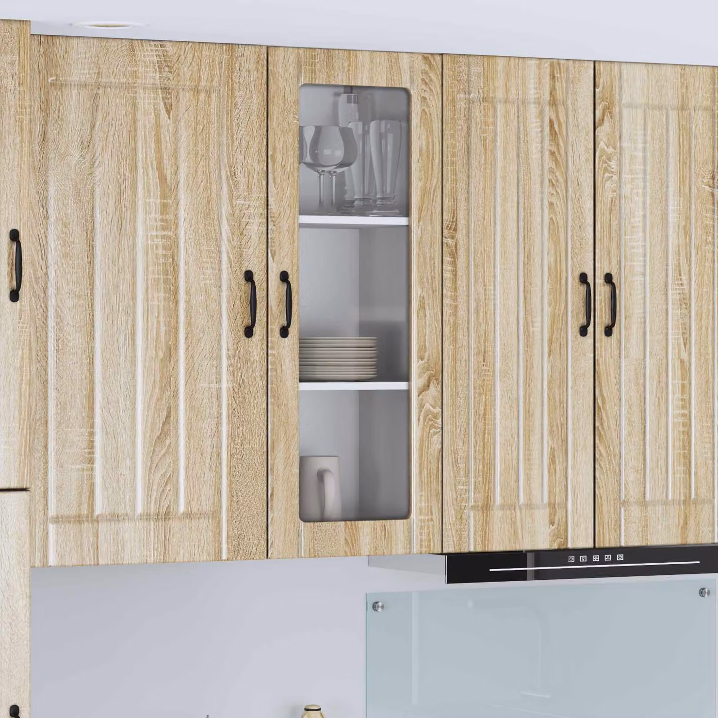 Mobile da parete LUCCA vidaXL in Rovere Sonoma con ante in vetro, L 40 cm, P 31 cm, H 100 cm