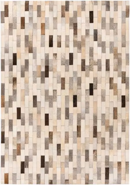 Tappeto Ravi 100 in Vera Pelle Patchwork Grigio