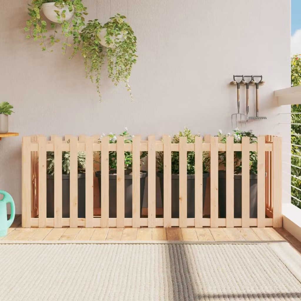 Fioriera da giardino a recinzione vidaXL in legno di pino massello, colore marrone, L 200 cm x P 50 cm x H 70 cm