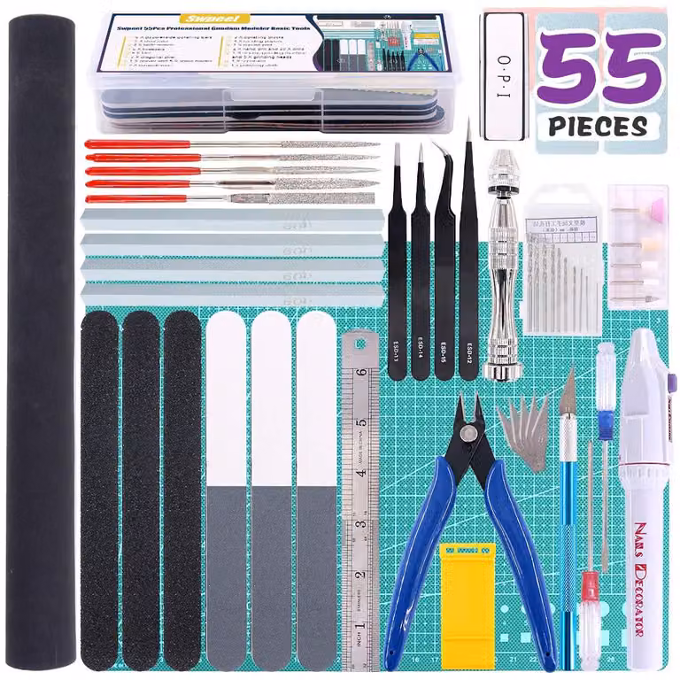 Kit di strumenti per modellismo, composto da 55 pezzi, con custodia, set professionale ideale per principianti