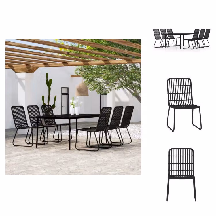 vidaXL set da pranzo da giardino 7 pezzi nero - Set di mobili da giardino
