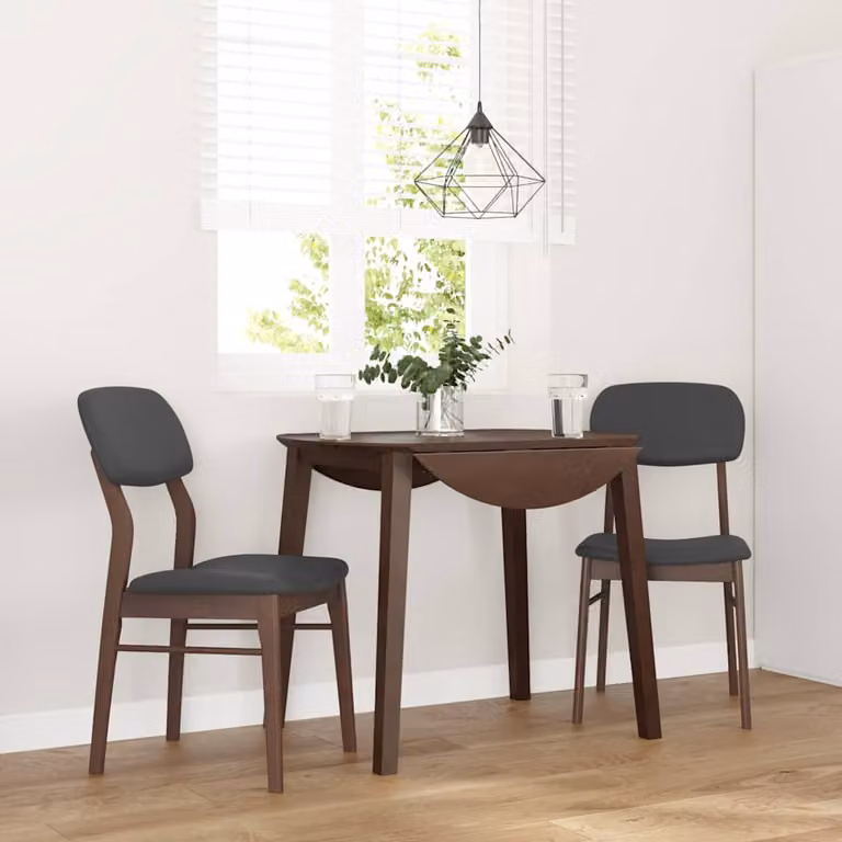 Set di 2 sedie da pranzo vidaXL in legno di hevea marrone con cuscini