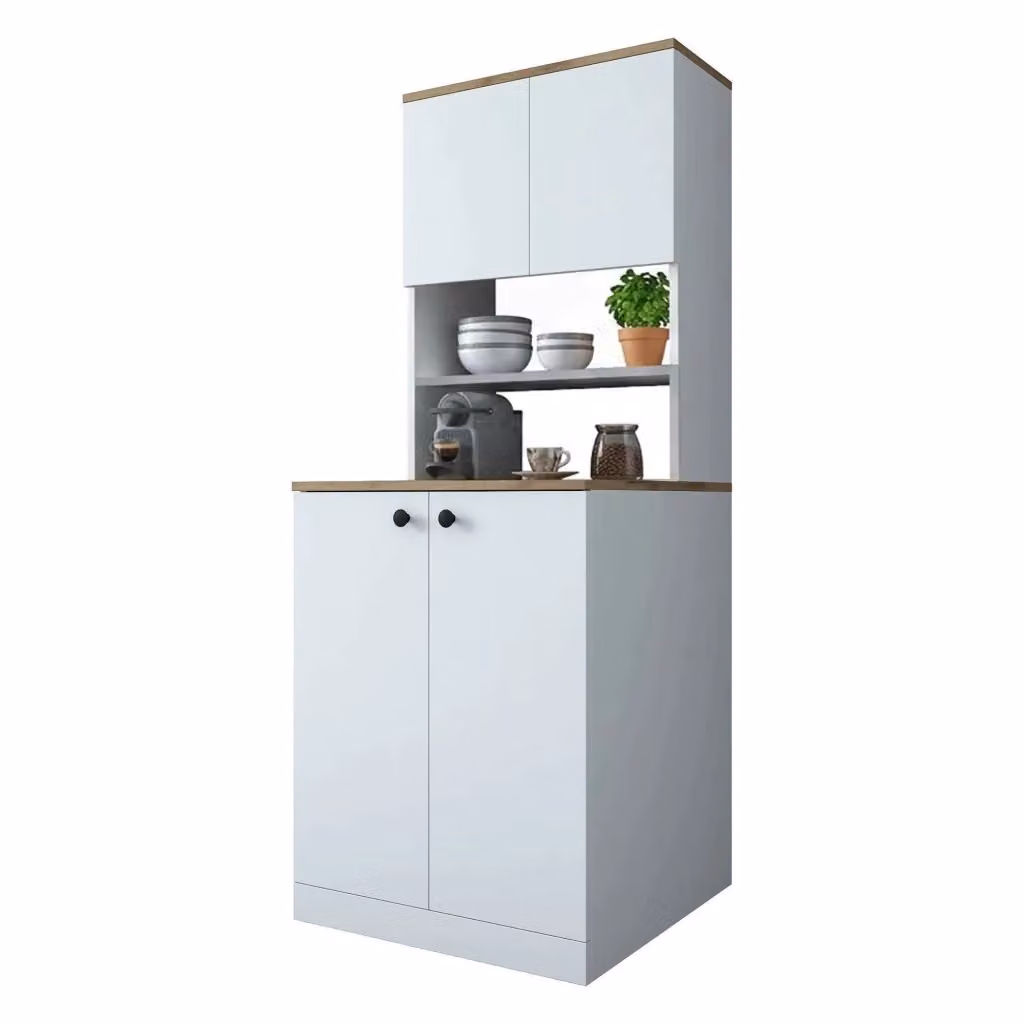Armadio multiuso DMORA con ripiani interni, moderno, Bianco e Marrone, L: 70 cm, P: 72,5 cm, H: 183,6 cm – 2