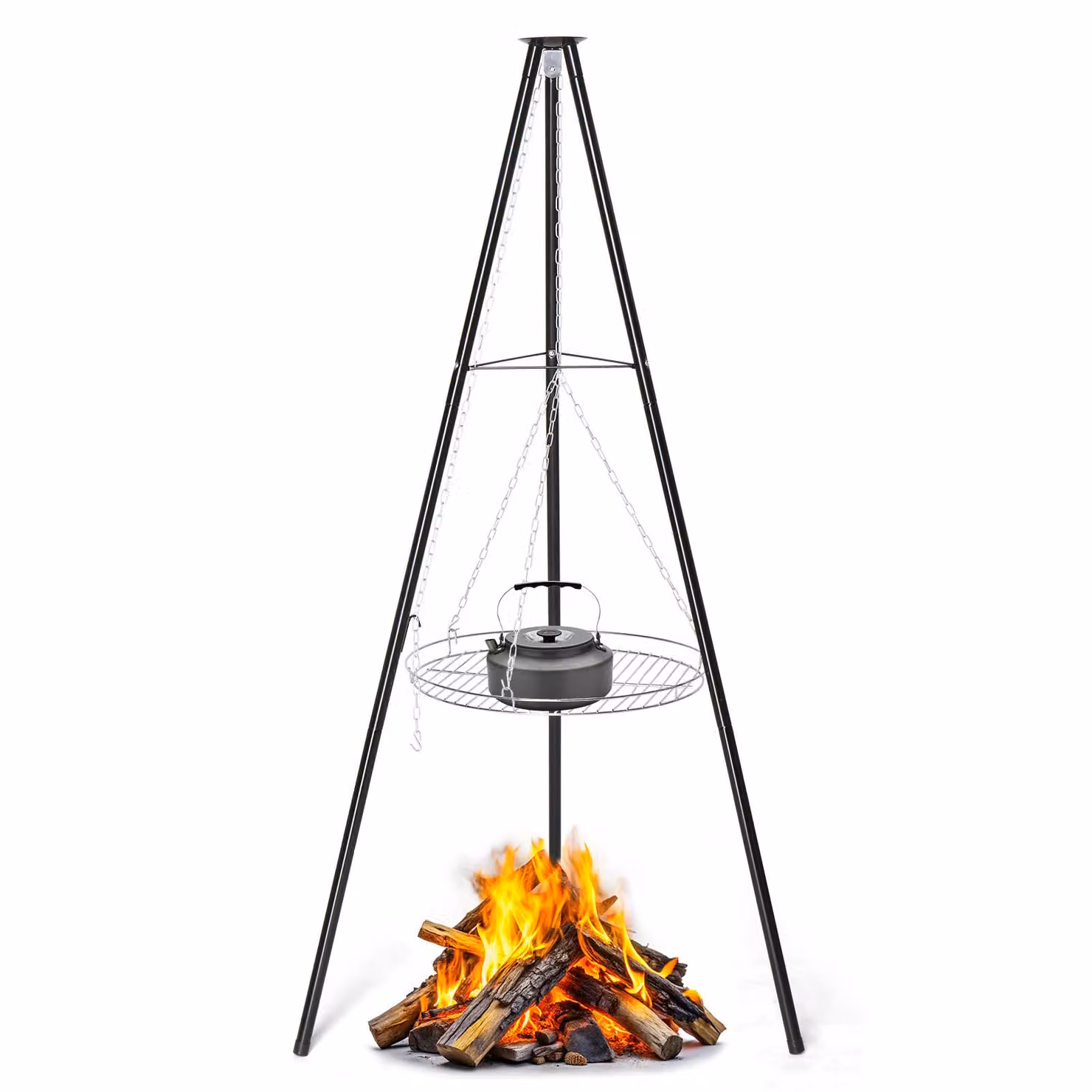 ALIGHTUP - Griglia a treppiede, 68 x 68 x 155 cm. Barbecue in acciaio inossidabile con teglia da forno, ideale per campeggio e giardino. Griglia a carbone
