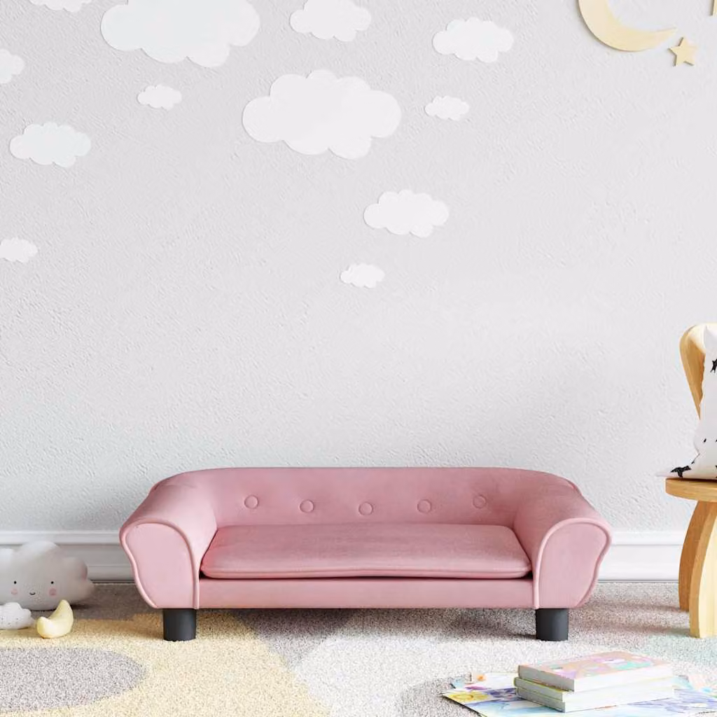 vidaXL Divano per Bambini in Velluto Rosa L: 70 cm, P: 45 cm, H: 26 cm