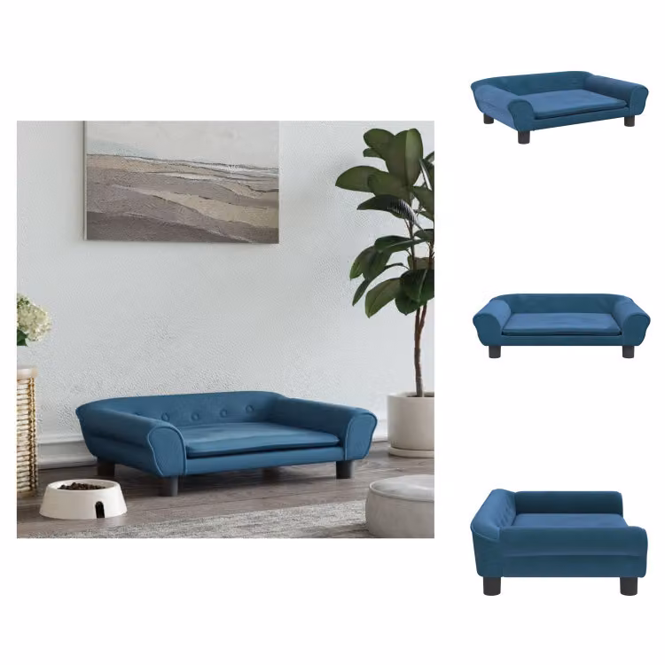 vidaXL Letto per cani blu 70x48x22 cm in velluto - Letti per cani