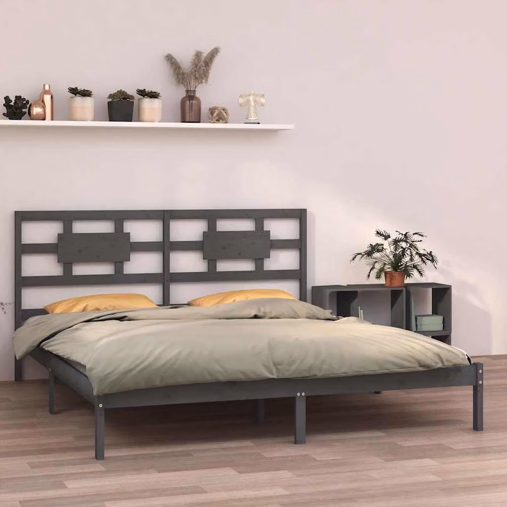 vidaXL Giroletto in Legno Massello di Pino Grigio 200x200 cm – 1