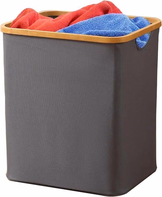 Cassetto pieghevole grigio da 60 litri con maniglie per riporre oggetti