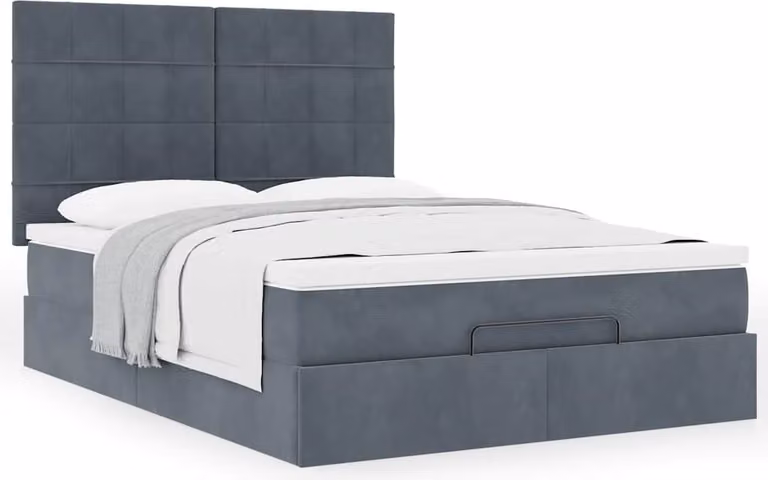 Struttura Letto Pouf con Materassi 140x200 cm in Velluto
