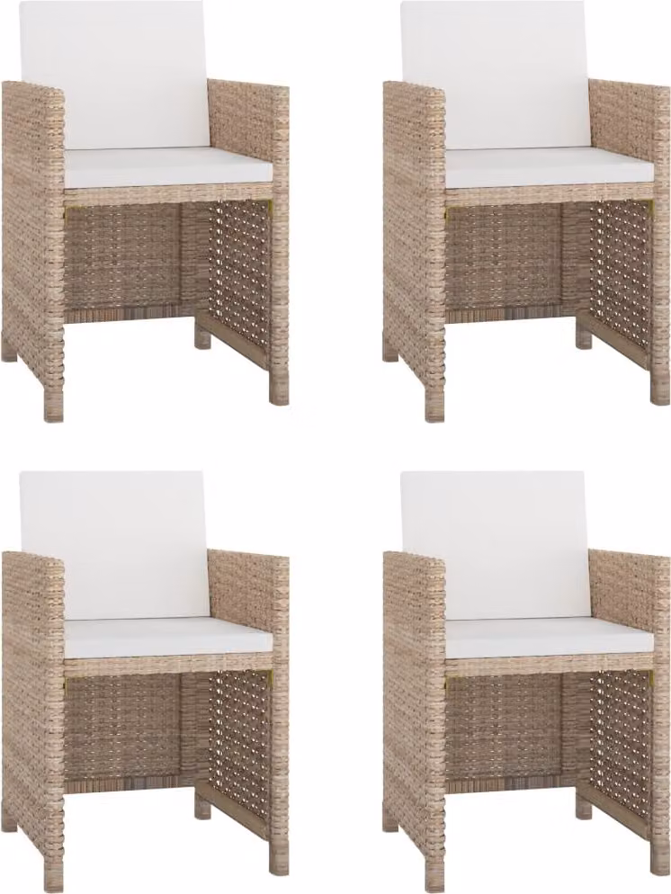 set da pranzo da giardino 5 pezzi con cuscini in poly rattan beige