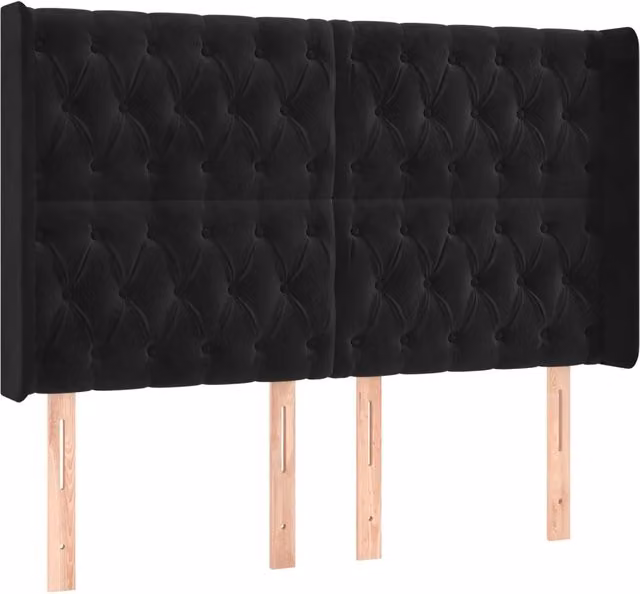 Testiera | Testata ad Orecchio Nera 163x16x118/128 cm in Velluto