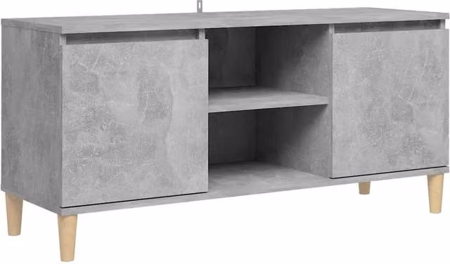 Mobile TV multimediale scaffale TV credenza mobile TV per sala da pranzo soggiorno camera da letto con gambe in legno massello 103,5 x 35 x 50 cm grigio 02_0026844