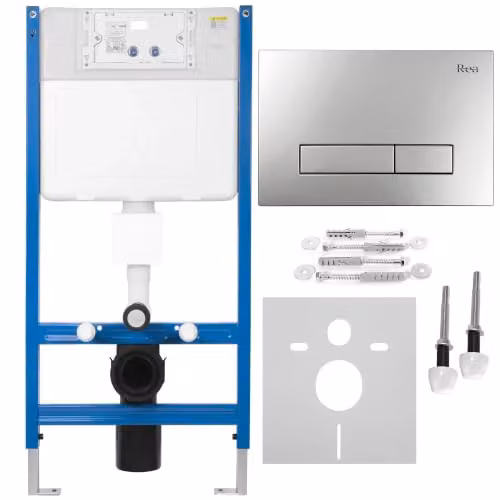Rea - Kit da incasso K011a-q per WC con pulsante satinato HD - 16 x 52,5 x 103,5 cm