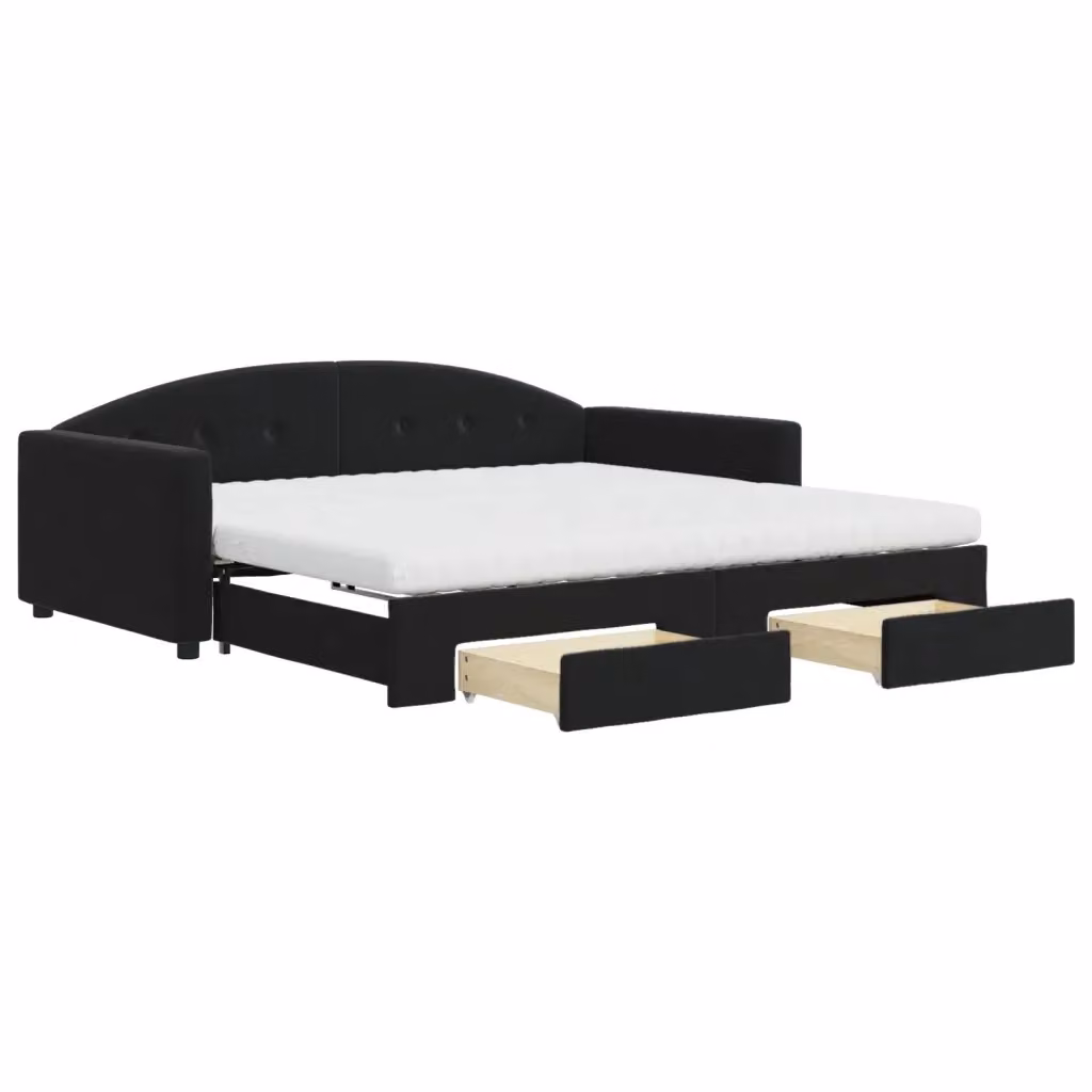 Divano Letto Estraibile vidaXL in Velluto Nero con Cassetto per Soggiorno e Camera da Letto L/P/H: 222 x 100 x 75 cm – 2