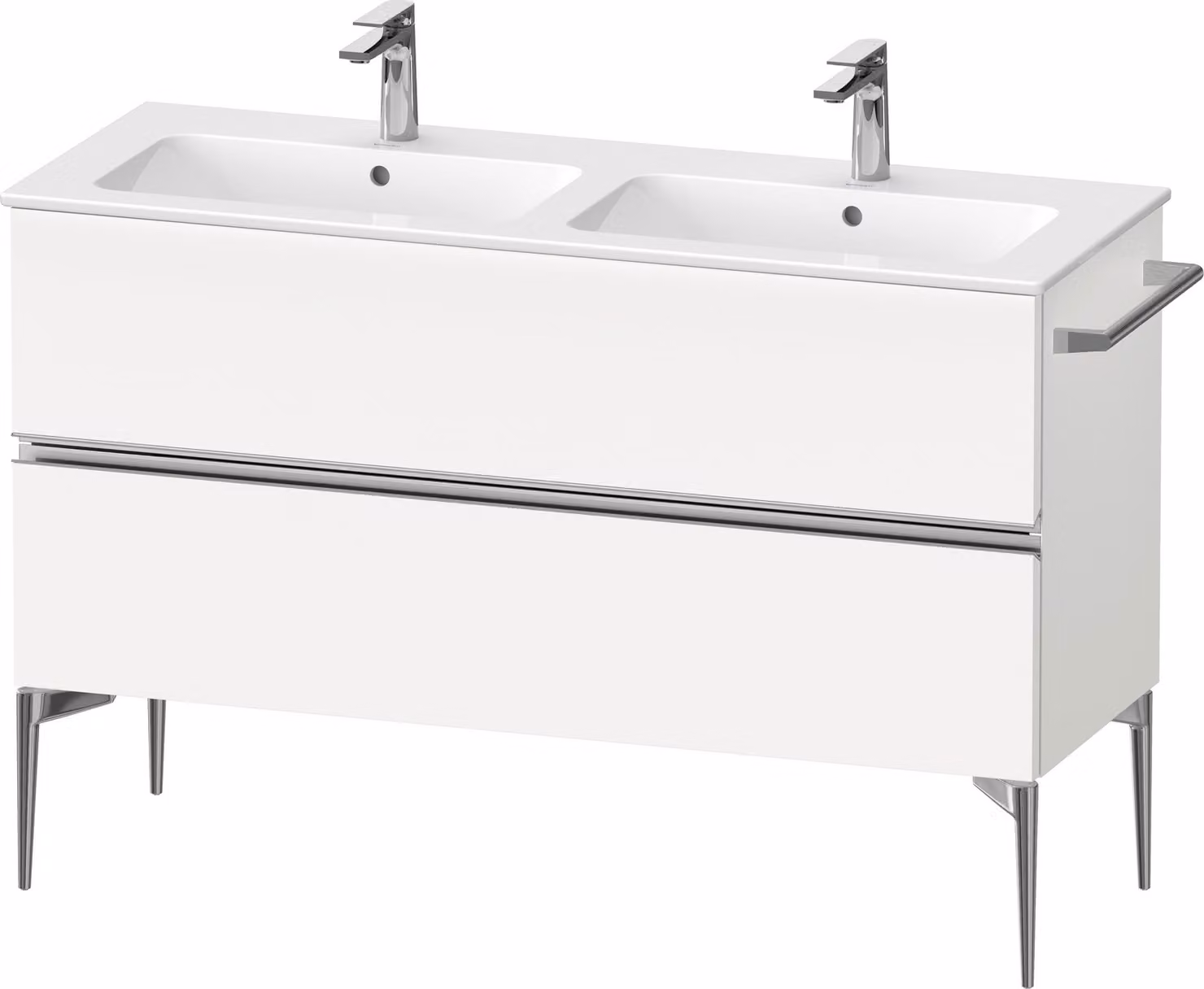 Duravit Sivida bâti-support pour lavabo, 2 tiroirs, poignée profilée chromée, 1280x477x591mm, pour ME by Starck, SV4647010180000, SV4647010180000