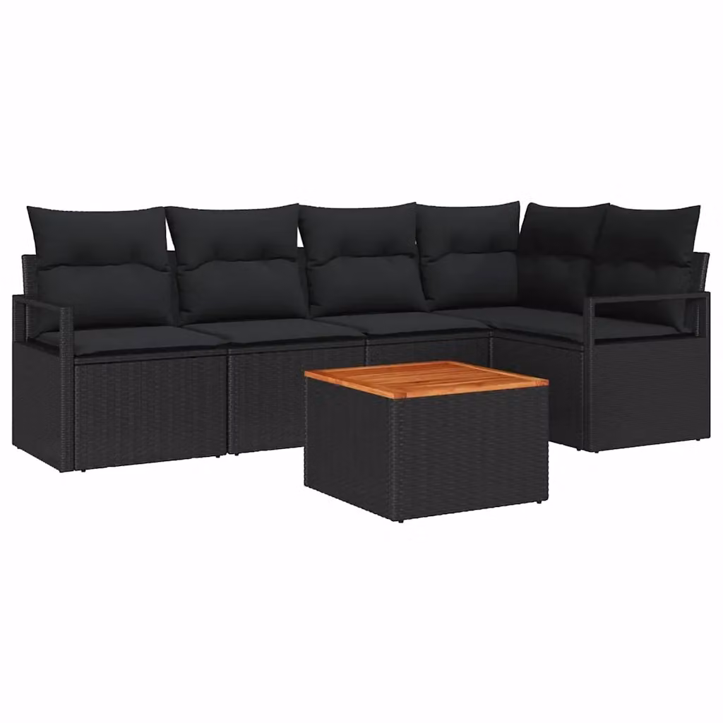 Set Divano da Giardino a L con Tavolino vidaXL, 6 Pezzi, Nero – 2