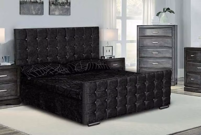 Bett Chesterfield Polsterbett Luxus Schlafzimmer Design Betten Textil Samt