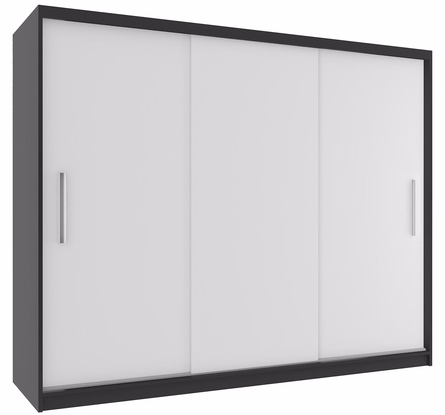BELINI Verona, armadio scorrevole da 232 cm, nero/bianco opaco - armadio per l'ingresso con asta appendiabiti, ideale per la camera da letto