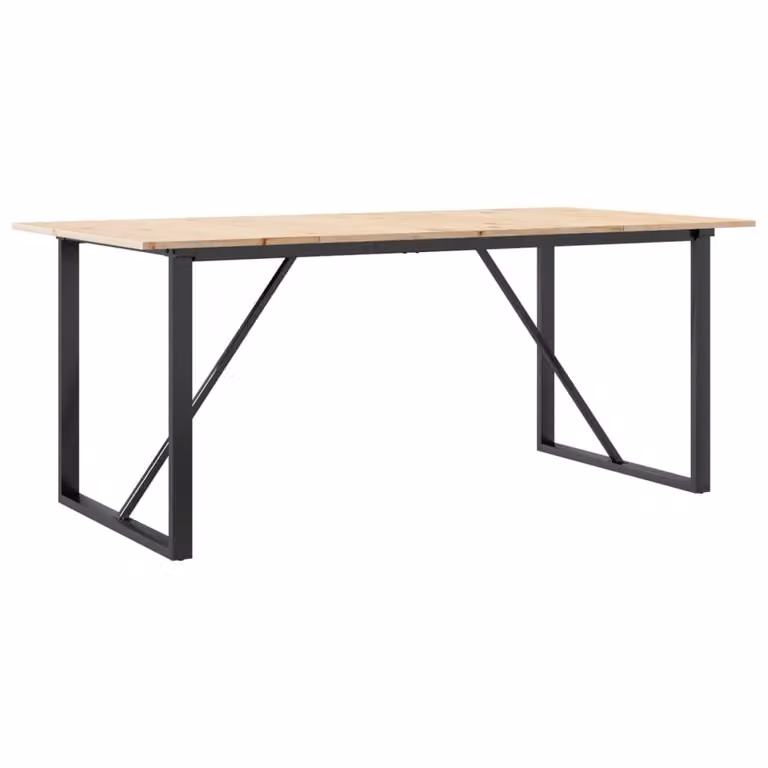 Tavolo da Pranzo Telaio a O 180x90x75 cm Legno Pino e Acciaio