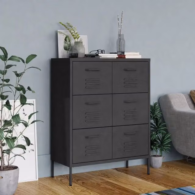 Cassettiera in metallo vidaXL colore antracite L: 80 cm, P: 35 cm, H: 101,5 cm