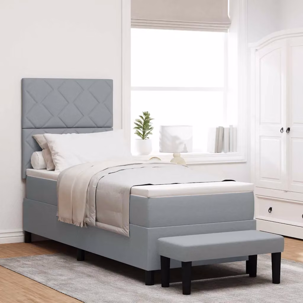 Letto ibrido con materasso e testiera vidaXL in tessuto grigio L: 80 cm, P: 200 cm, H: 128 cm – 1