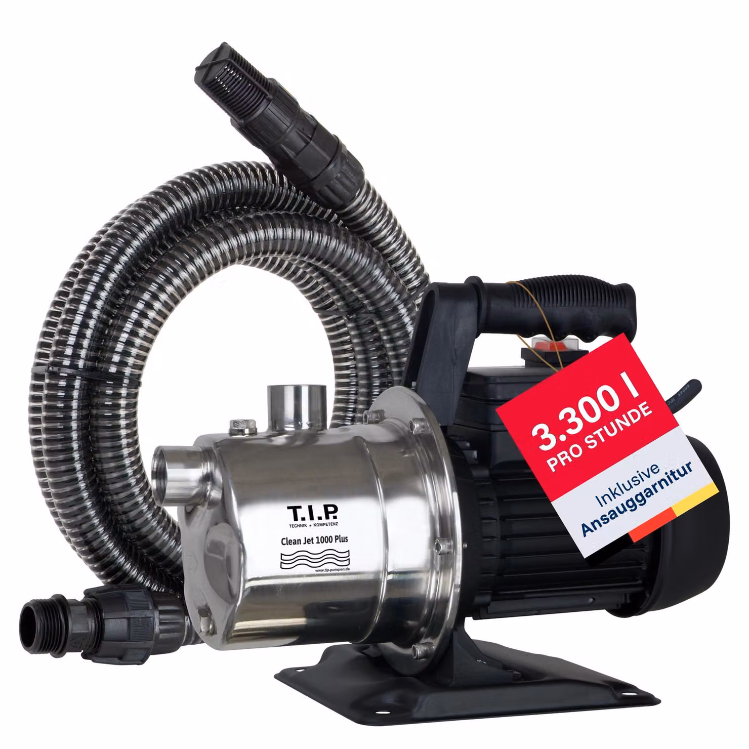 Pompa da giardino T.I.P. con set di aspirazione Clean Jet 1000 Plus con kit