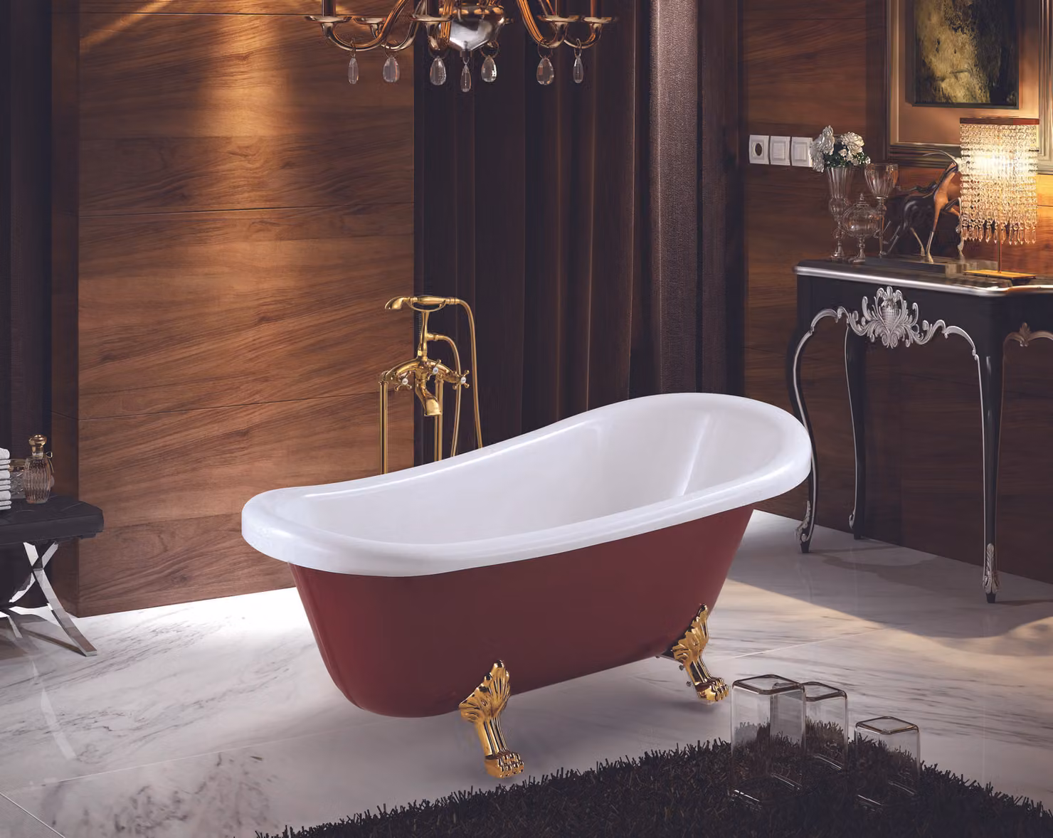 Badewanne Wanne Standbadewanne Freistehende Rot Moderne Bad Badezimmer