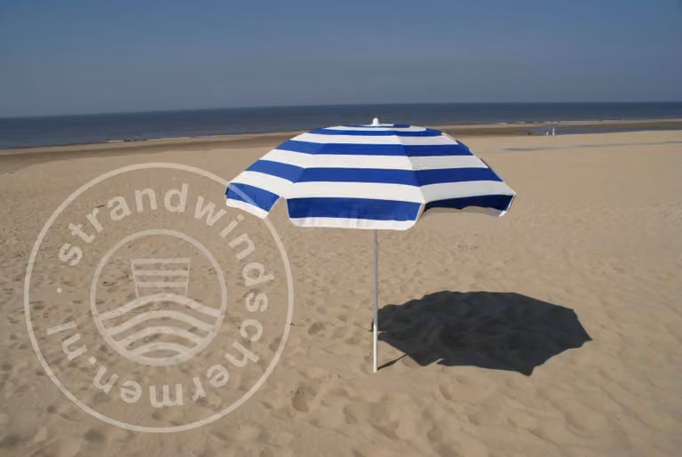 Ombrellone da spiaggia blu cobalto/bianco in Poliacrilico, Ø 180 cm, ombrellone da campeggio