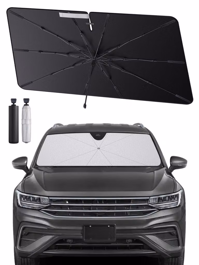 Parasole per parabrezza pieghevole con protezione UV, adatto per VW Tiguan 3, modelli 2024 e 2025, realizzato in tessuto antiscottatura