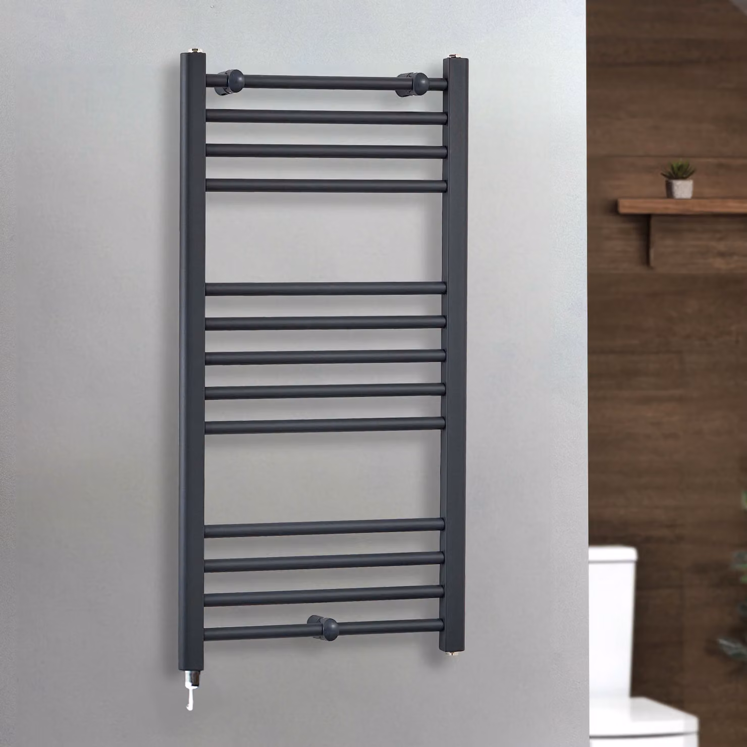 Scaldasalviette Elettrico con Elemento Semplice Cablato & Copricavo - 1200mm x 300mm  - Bianco – Kent - ECOSO by Hudson Reed