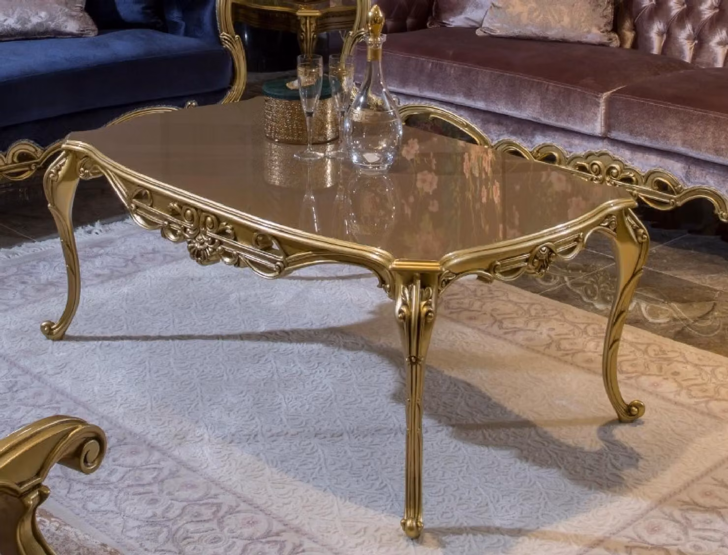 Goldener Couchtisch Beistelltisch Kaffeetisch Design Tisch Wohnzimmer Tische