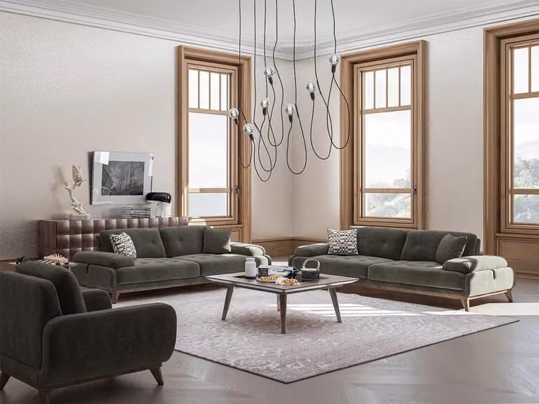 Polstermöbel 4tlg Sofagarnitur Sofa Zweisitzer mit Dreisitzer Luxus Couchtisch