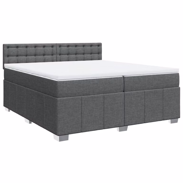 Giroletto a Molle con Materasso Grigio Scuro 200x200 cm Tessuto