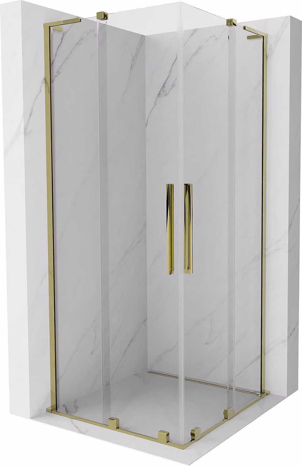 Mexen Velar L Duo cabina doccia scorrevole 80 x 80 cm, trasparente, oro - 871-080-080-02-03-50